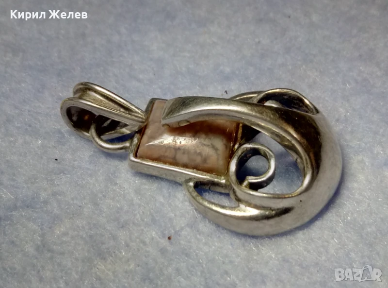 СКЪПОЦЕНЕН АЖУРЕН СРЕБЪРЕН МЕДАЛЬОН СРЕБРО 925 с ШЛИФОВАН ЯСПИС РЪЧНА АРТ ИЗРАБОТКА 30680, снимка 1