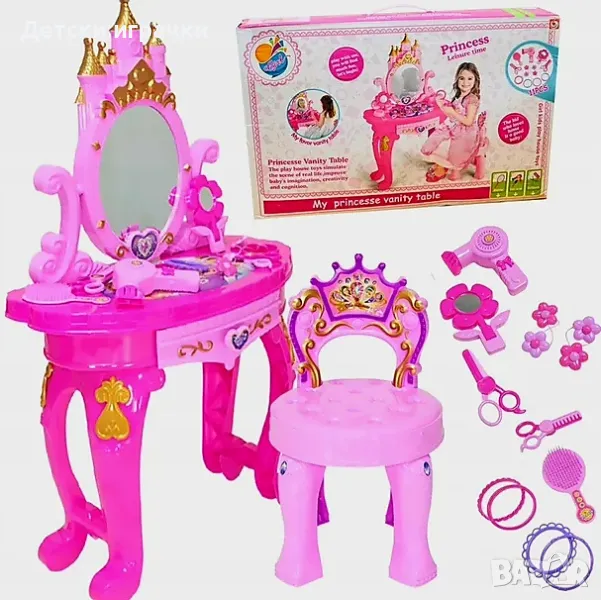 Детска тоалетка със стол, огледало и аксесоари, Замък , снимка 1