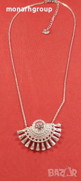 Колие Swarovski Sparkling Dance Среден, бял, с родиево покритие, снимка 1