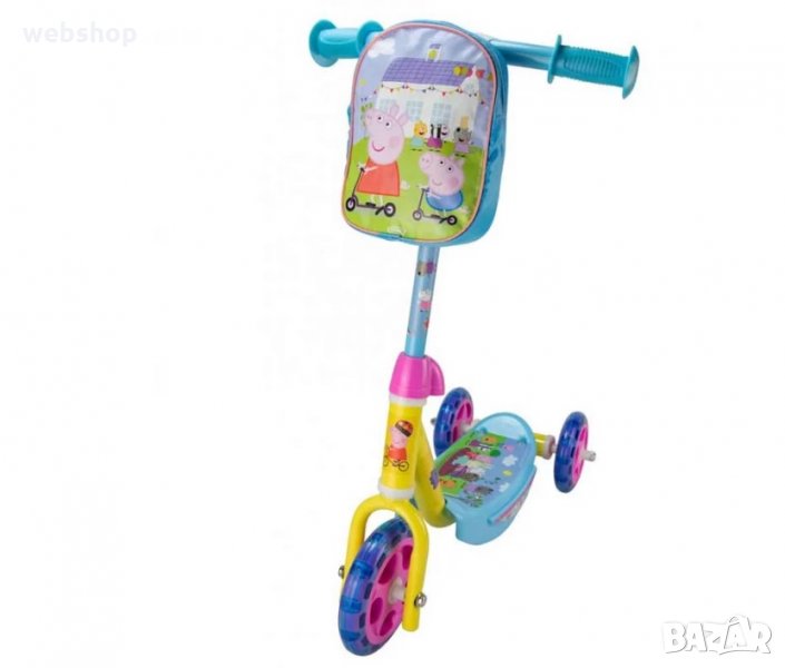 Детска тротинетка с 3 гуми и раничка, PEPPA PIG, снимка 1