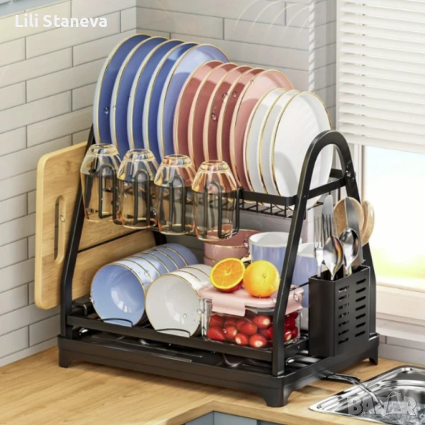 Пластмасов,елегантен сушилник,за съдове на две нива. , снимка 1