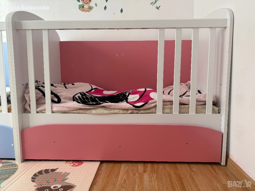 Бебешка кошарка на две нива + матрак, снимка 1