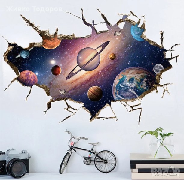 Стикер за стена Водоустойчив винил Декорация за стая Планети от слънчева система, снимка 1