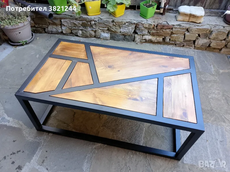 Холна маса от метал и дълво, снимка 1