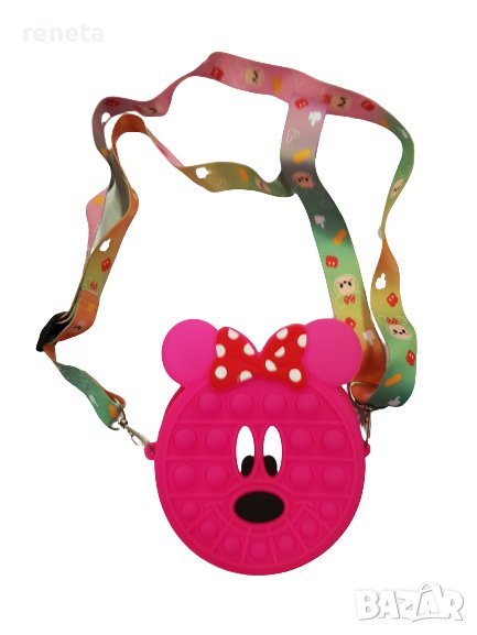 Чанта Minni Mouse, Силиконова, Тъмнорозов, 10 см, снимка 1