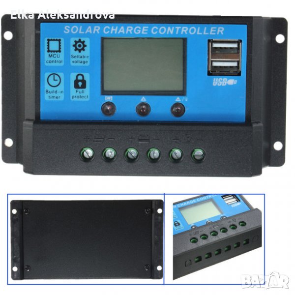 10 , 20, 30А 12-24V соларен фотоволтаичен контролер с дисплей, снимка 1