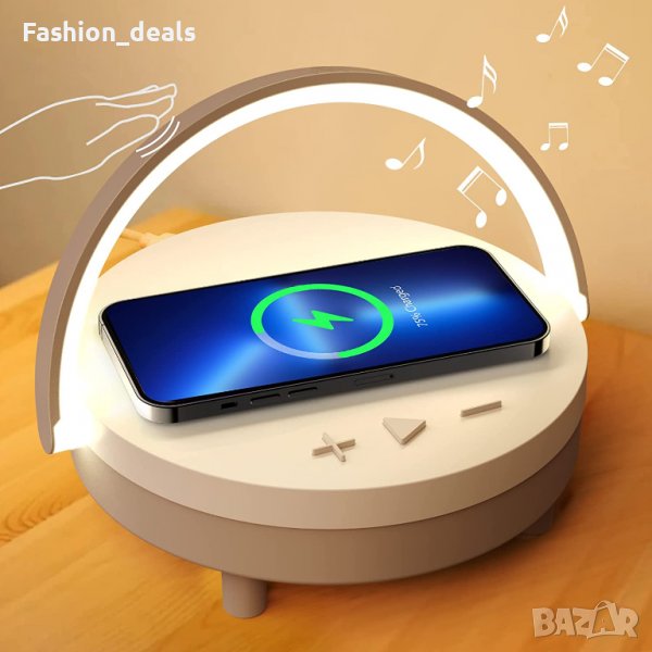 Нова Нощна лампа с безжично зарядно устройство LED светлина стая декор, снимка 1