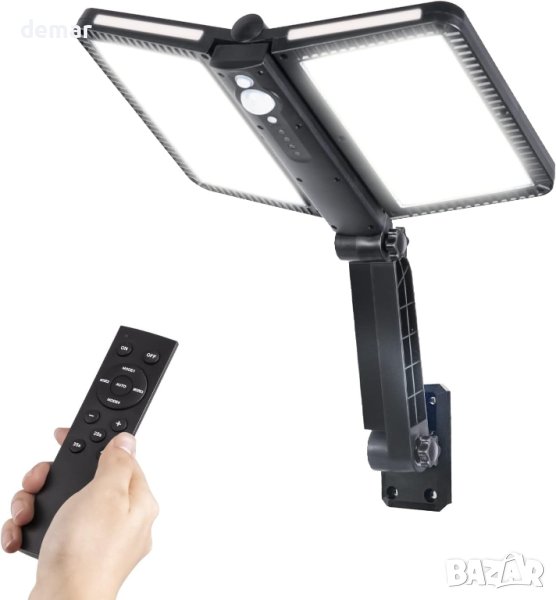 Moman Външна соларна лампа LED със сензор за движение, 5 режима , снимка 1