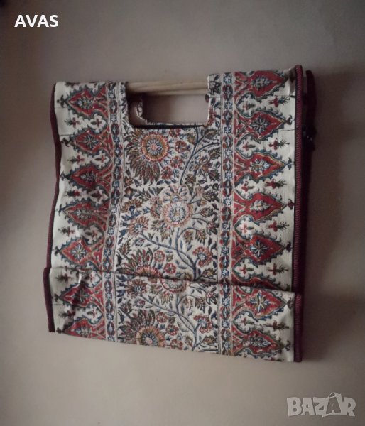 Нова персийска плетена канапена чанта с дървени дръжки плажна чанта голяма ежедневна чанта, снимка 1