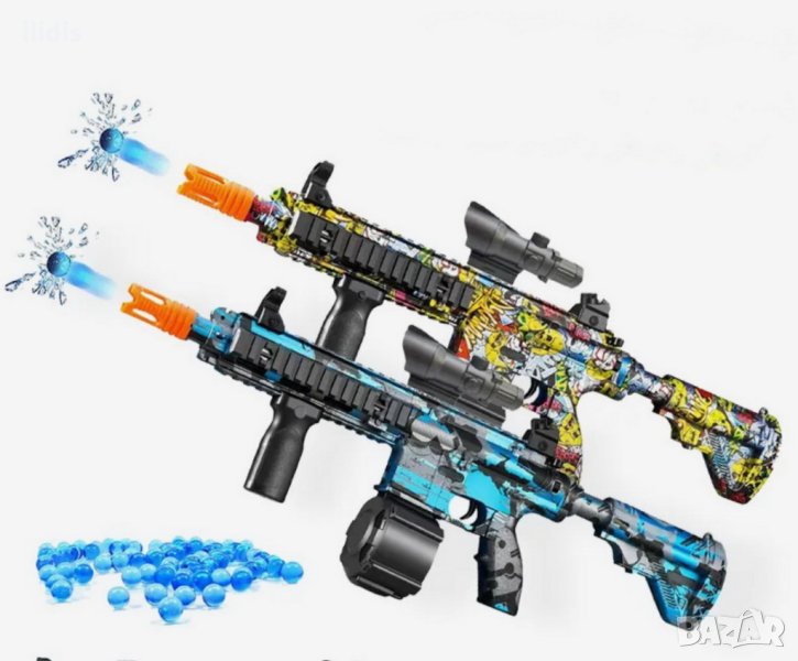 Автоматична електрическа пеинтбол пушка M416 с очила и  10 000 гелови топчета , снимка 1