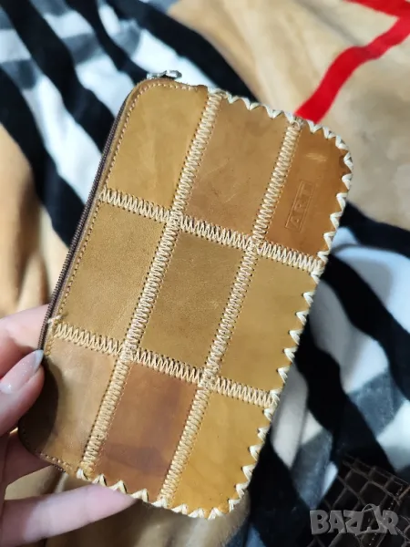 Портмоне от естествена кожа едно отделение с цип , снимка 1
