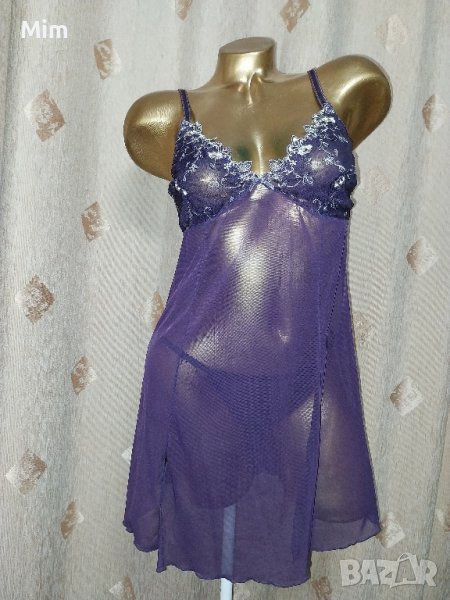 MarCollection S Тъмно лилава нощница с богата бродерия на бюста , снимка 1