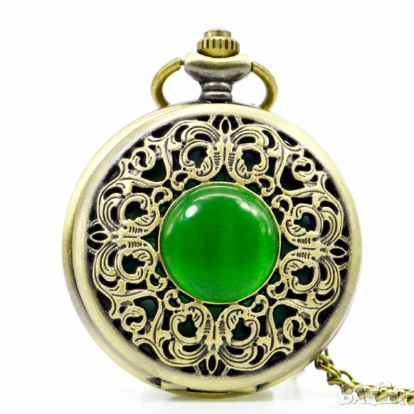 Нов Джобен часовник зелен камък моден аксесоар стилен медальон колие, снимка 1