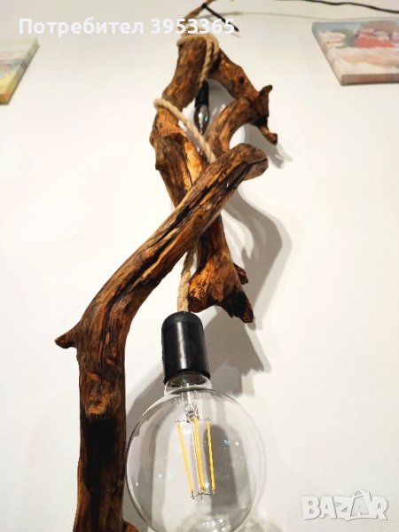 Висящ дървен полилей , снимка 1