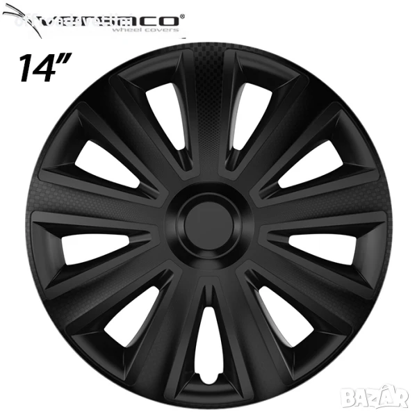 4 Броя Тасове за джанти 14'' Versaco Carbon Aviator - Black, снимка 1