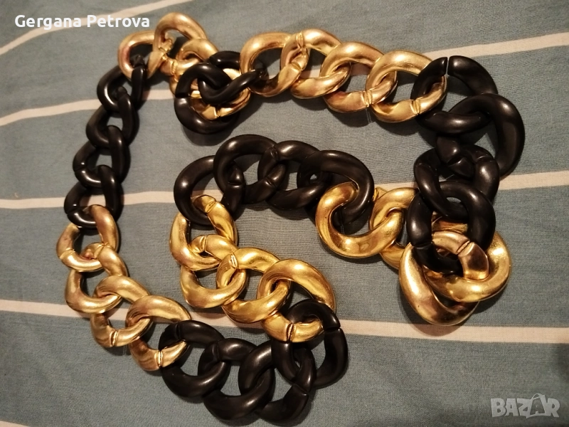 Елегантно Колие Златно и Черно, снимка 1