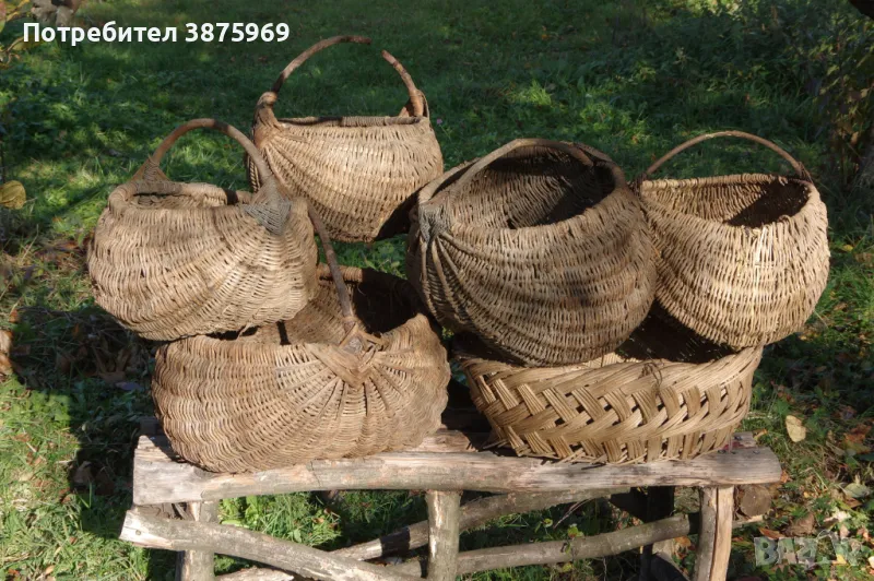 Стари плетени кошници и плетен кош, снимка 1