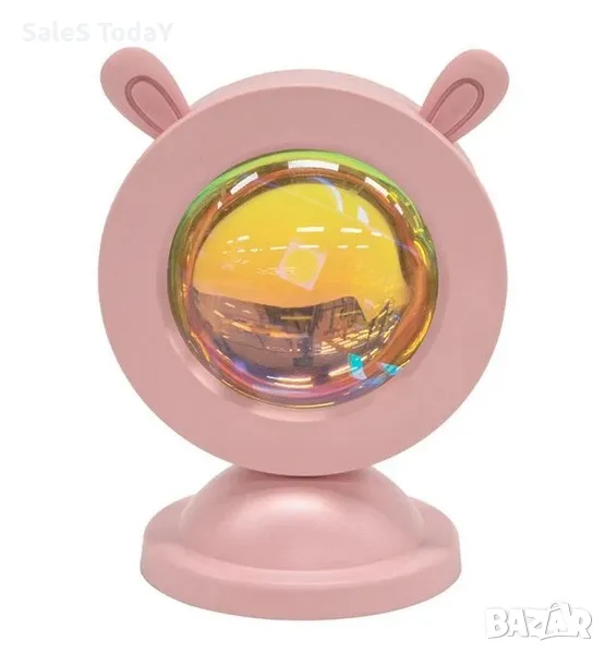 Детска нощна лампа Розово зайче, USB, с ефект на дъгата, снимка 1