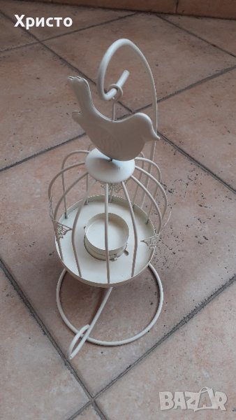 фенер-свещник метален, дизайнерски тип клетка за птици, ретро, за свещ, снимка 1