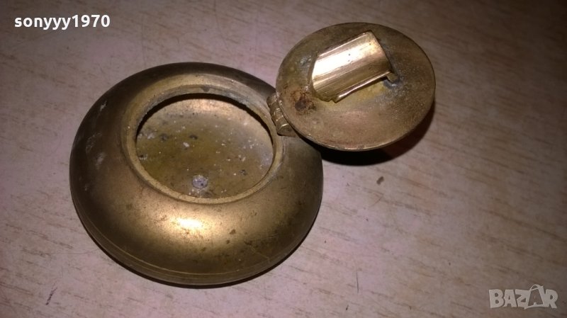мини пепелник-масивен месинг-6х4см-внос франция, снимка 1