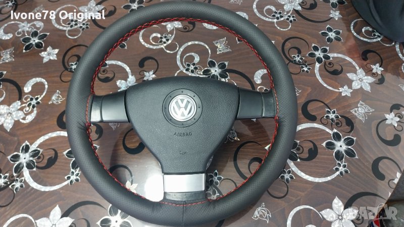 ПРОМОЦИЯ Трилъчев волан от естествена кожа за VW GOLF 5 PASSAT B6 JETTA TOURAN, снимка 1
