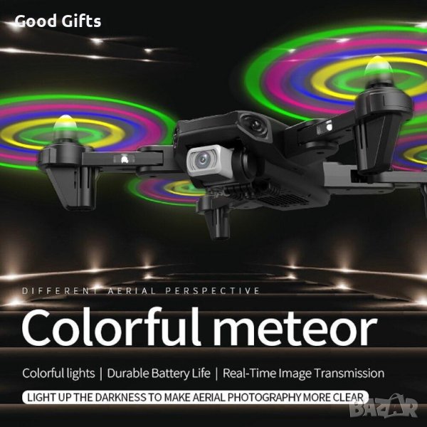 Светещ LED Дрон 1809 LED, дрон с 4K HD двойна камера WIFI FPV, снимка 1