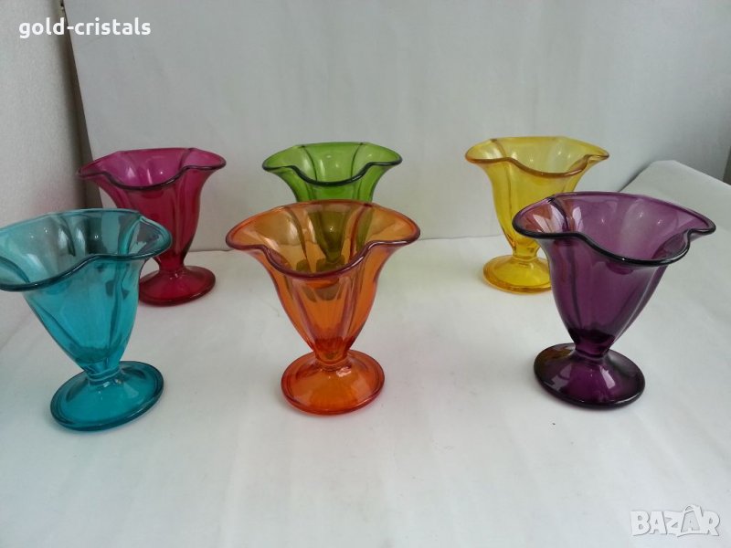 Цветни стъклени чаши купи, снимка 1
