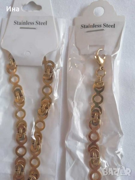 Мъжки комплект гривна и синджир медицинска стомана, снимка 1