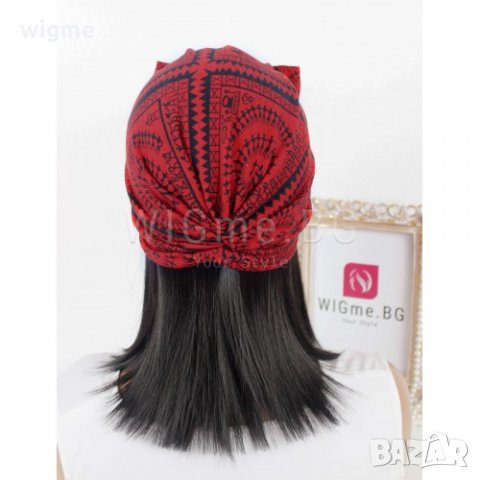 Тюрбан за коса с пандела и орнаменти в червено, снимка 4 - Аксесоари за коса - 33650344