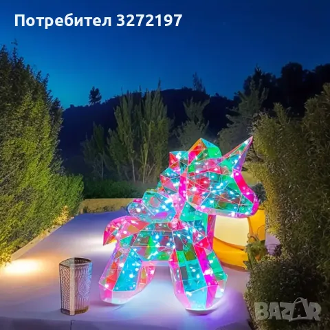 Ръчно изработена USB Великолепна, голяма, светеща скулптура LED Еднрог, снимка 2 - Настолни лампи - 47979237