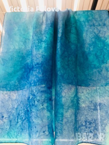 Идеален акцентен Копринен шал 85см на 85см, снимка 3 - Шалове - 27230462