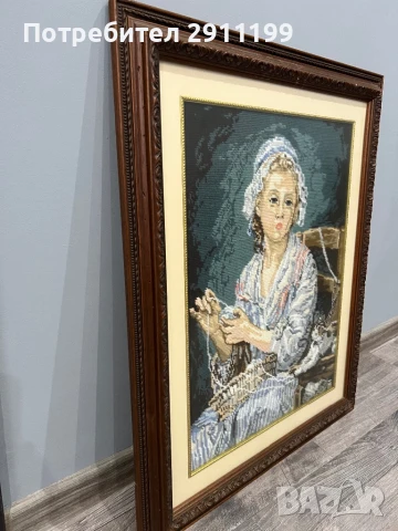 Гоблен на момиче с коте, снимка 2 - Гоблени - 50838410