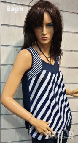 Нова дамска елегантна моряшка блуза без ръкави, райе, снимка 16 - Потници - 29039445