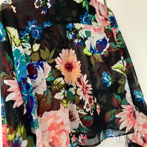 Красива дамска риза с принт цветя рози oversized овърсайз флорална H&M oversize, р. 38 M, снимка 7 - Ризи - 43196090