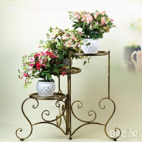 Метална поставка за 3 саксии