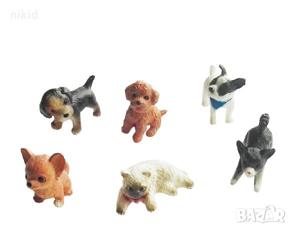 6 бр Малки малко кученце куче пластмасови пластмасова фигурка фигурки играчка и украса за торта, снимка 3 - Фигурки - 32612403