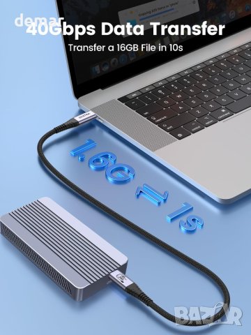 Ocetea USB 4 кабел 1.5M, 40Gbps 240W Съвместим Thunderbolt 4/3, снимка 3 - Кабели и адаптери - 43611437