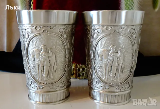 Халба,чаша от калай с ловни сцени,Бог Дионис. , снимка 8 - Антикварни и старинни предмети - 48705169