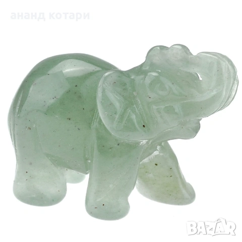 Слонче - розов кварц, зелен авантюрин, кристал, снимка 2 - Статуетки - 38154705
