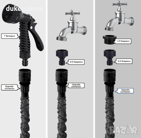 Разтегаем градински маркуч 7.5м, със 7 режима на струята, снимка 3 - Напояване - 52711157