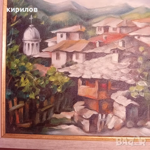 Маслена картина със селски пейзаж, снимка 5 - Картини - 50782134