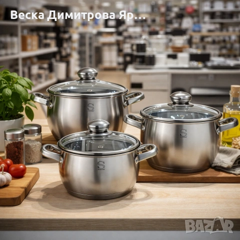 Комплект тенджери Swissgold EMMIE (SG-18099) – 3 броя с 5-слойно капсуловано дъно, снимка 7 - Съдове за готвене - 53057219