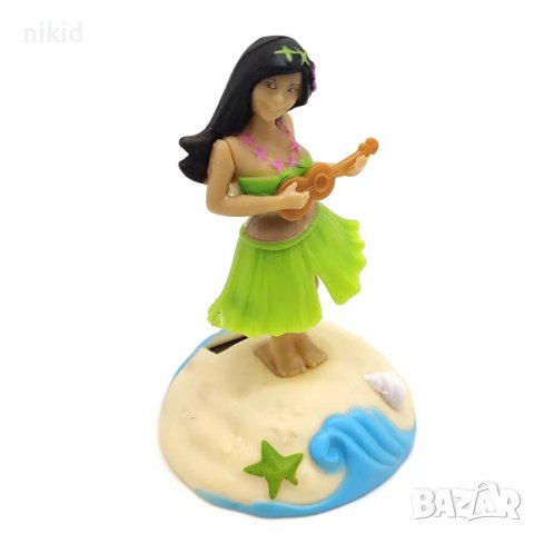 Момиче с китара Хавайка Хавайско Тропическо Соларна танцуваща играчка фигурка украса торта сувенир, снимка 3 - Други - 38997861