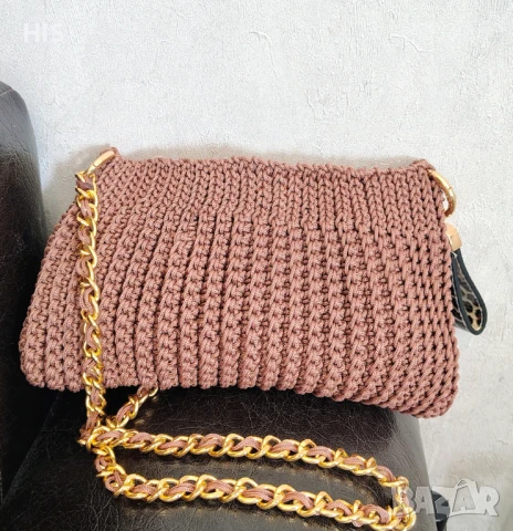 Плетени чанти с дълга дръжка, златно с кафяво, снимка 13 - Чанти - 50973963