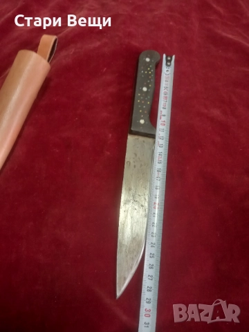 Стар нож с кожена кания, снимка 3 - Ножове - 52854426