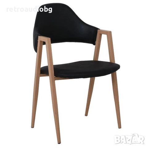  Трапезен стол Тони PU кожа черен