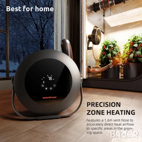 Отоплител Spider Farmer, преносим 530W нагревател с интелигентен контрол на температурата, 4 режима , снимка 2 - Друга електроника - 51147649