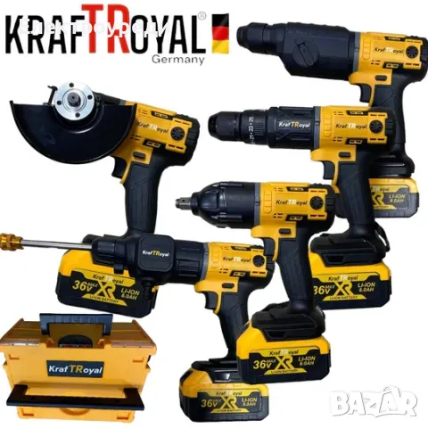 5в1 Универсален Инструменти с 5 Приставки Сменяеми Глави KRAFTROYAL 36V Водоструйка Винтоверт Гайков, снимка 2 - Винтоверти - 47628031