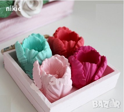 3D Широко лале цилиндър силиконов молд форма калъп гипс фондан свещ сапун, снимка 3 - Форми - 36856863