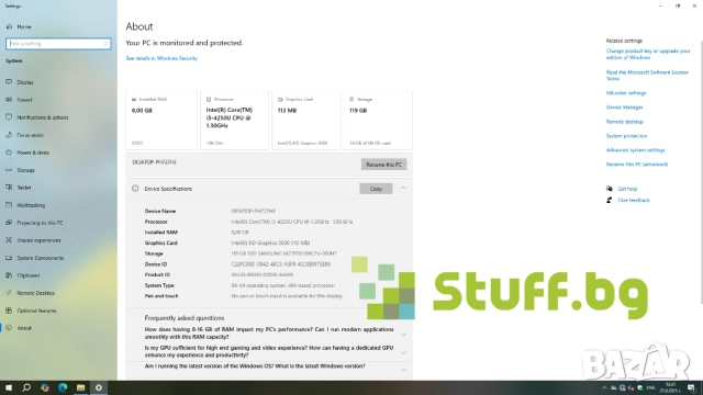 Мини компютър Intel NUC D54250WYKH, снимка 6 - За дома - 51493149
